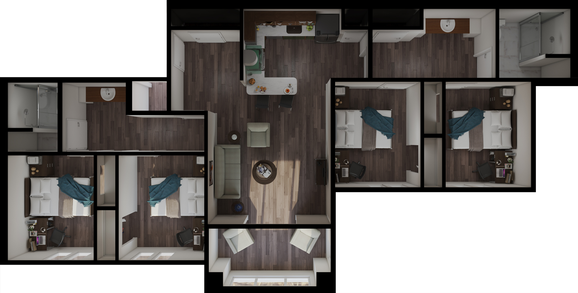 Furnam University Top View Campus Housing