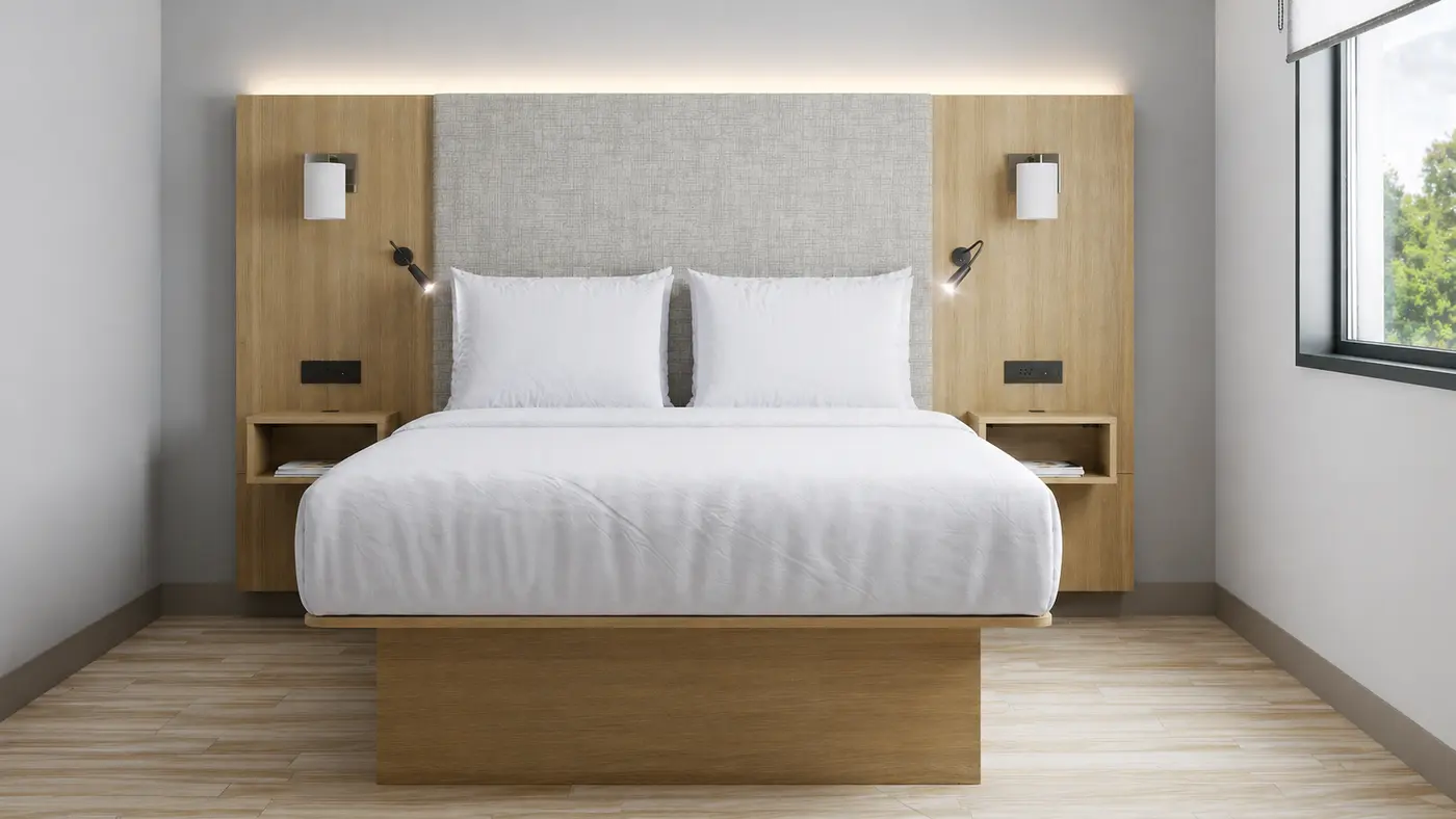 Modern minimalist hotel bedroom design